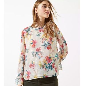 ✨NWT Loft Floral Bell Cuff Blouse